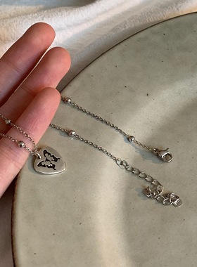 蝴蝶吉他拨片项链锁骨链