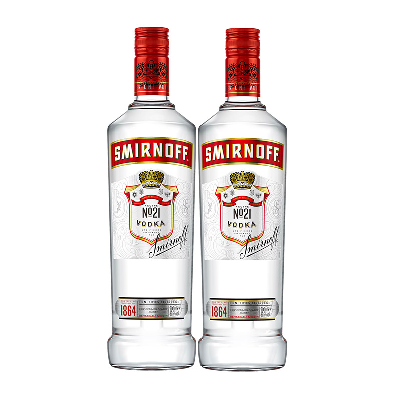 smirnoff斯米诺红牌伏特加700ml*2皇冠伏特加英国进口正品烈酒-图0