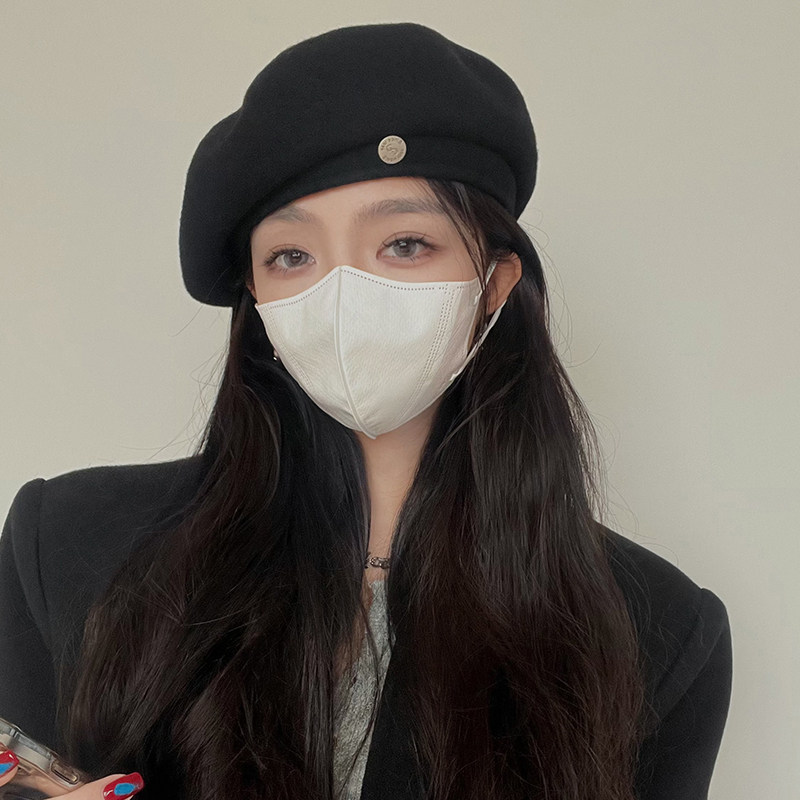 2025羊毛呢大头围贝雷帽女秋冬季新款韩版网红显脸小保暖画家帽,淘宝优惠券,粉丝福利购,淘宝优惠卷