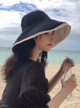 网红夏天防晒遮脸日系太阳渔夫帽