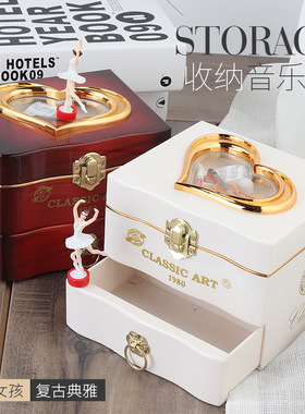 怀旧轻奢音乐盒跳舞女孩发条八