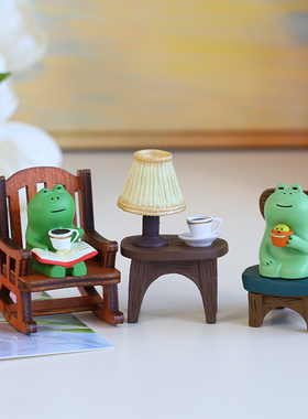 桌面摆件青蛙摇椅可爱情绪治愈小