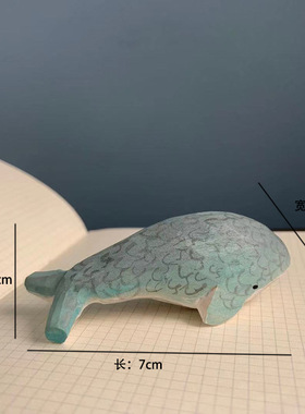 治愈系椴木雕刻鲸鱼系列摆件儿童