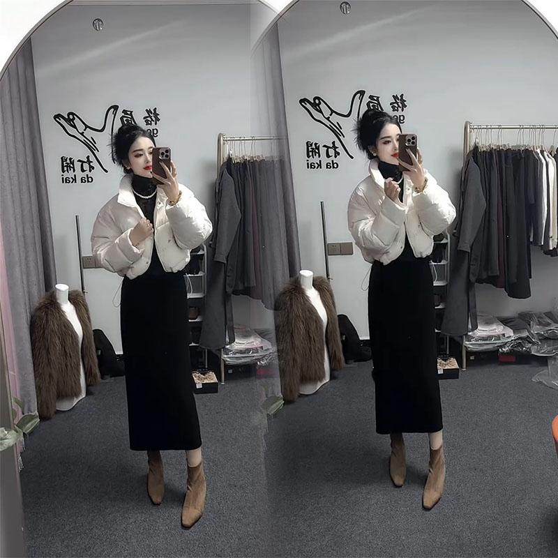 秋冬新款白色加厚保暖长袖立领单排扣抽绳高腰短款棉服外套女棉衣,淘宝优惠券,粉丝福利购,淘宝优惠卷