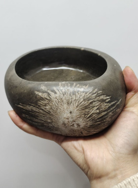 浏阳特产天然菊花石烟灰缸文房笔洗桌面装饰品送男士伴手礼聚宝盆