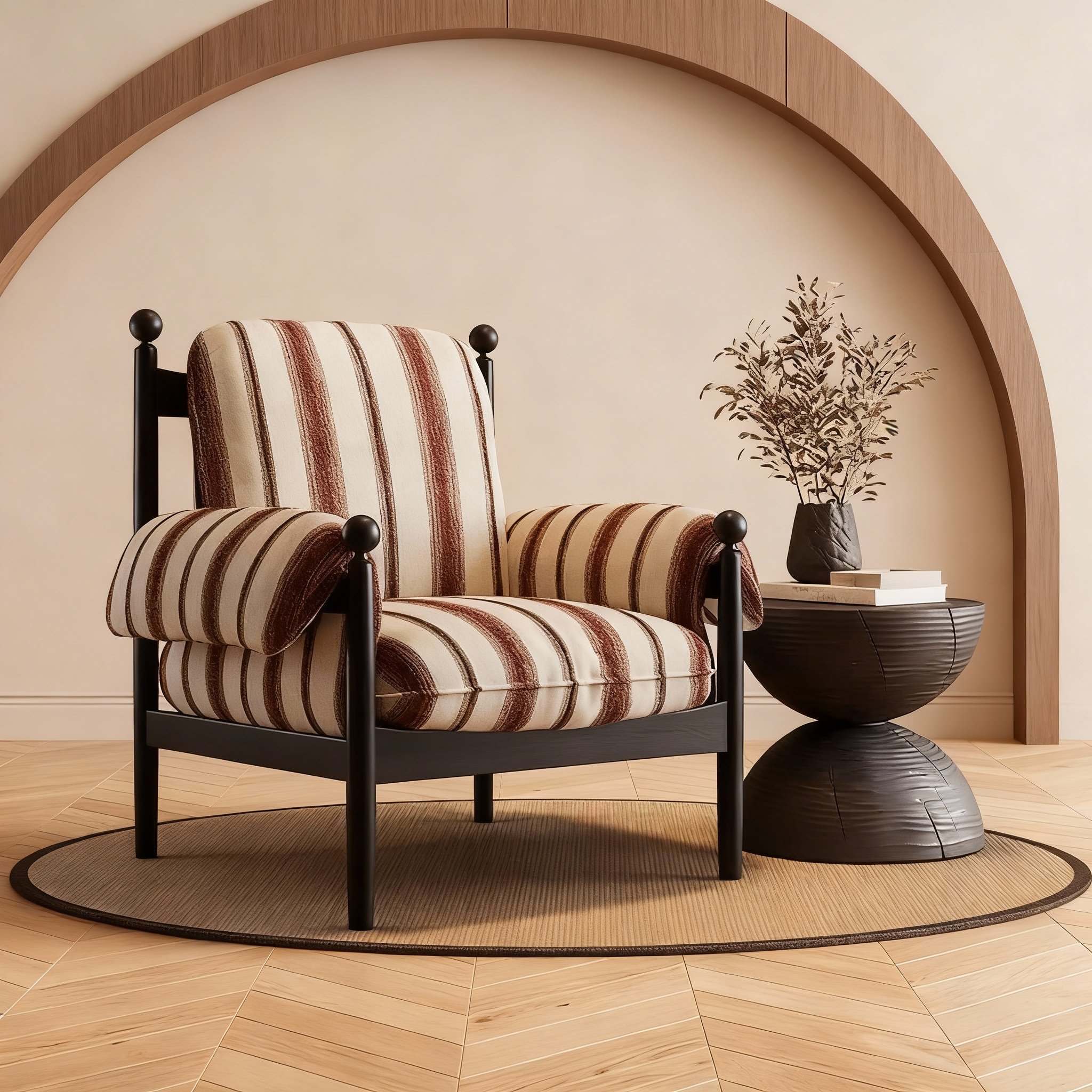 复古怀旧实木庭院凳条纹坐垫框架结构客厅椅子,淘宝优惠券,粉丝福利购,淘宝优惠卷