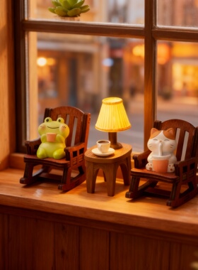 可爱卡通动物摇椅茶几发光摆件