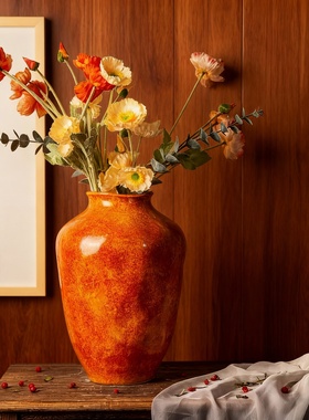 新中式手工窑变瓷花瓶摆件