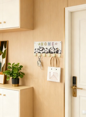 可爱熊猫铁艺儿童房收纳挂钩摆件