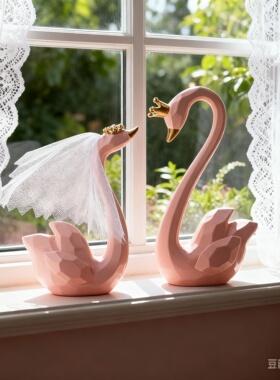 轻奢天鹅树脂摆件结婚礼盒