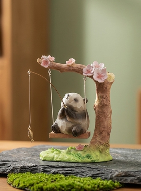 国潮熊猫树脂桌面摆件生日礼物