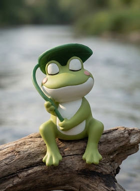 禅意青蛙树脂手绘防水茶宠摆件