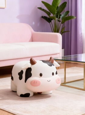 可爱手绘奶牛树脂落地儿童房摆件