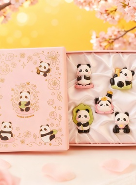 可爱熊猫树脂桌面摆件礼盒送女友