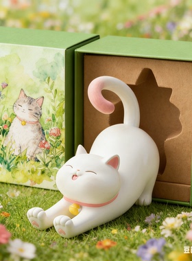 可爱树脂猫咪桌面摆件情人节礼盒