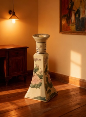 新中式手绘花鸟陶瓷烛台礼盒装