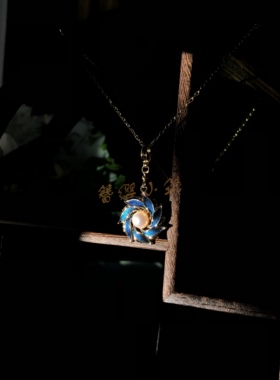 簪缨小筑孔雀羽毛点翠宝相花气质百搭项链简约礼物送女友妈妈