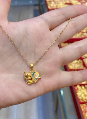 七彩九尾狐招桃花锁骨链