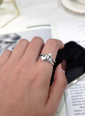 复古米奇开口戒指可调节潮款