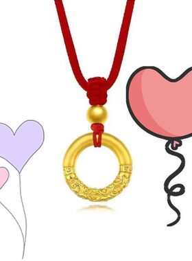 素圈平安扣编织情侣项链