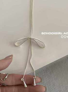 蝴蝶结抽拉式吊坠项链韩系简约气