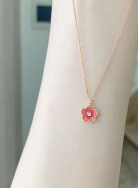 小桃花项链女粉红仙气锁骨链