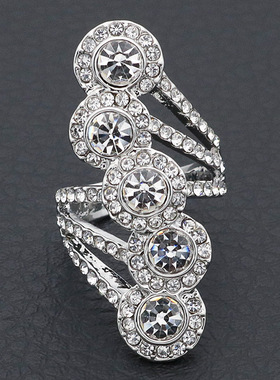 超大夸张水晶满钻戒指潮人网红