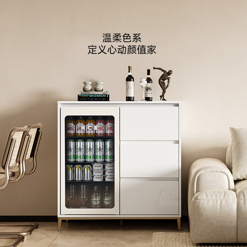 HCK哈士奇白色冰吧台红酒柜超薄餐边柜冰箱一体家电套装家用客厅,淘宝优惠券,粉丝福利购,淘宝优惠卷