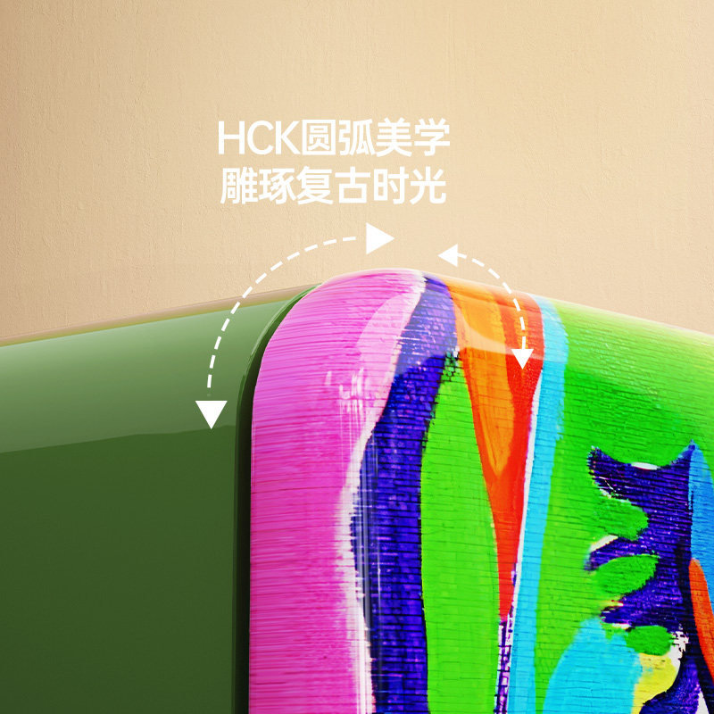 HCK哈士奇复古冰箱少女画像艺术设计家用客厅小型迷你网红高颜值
