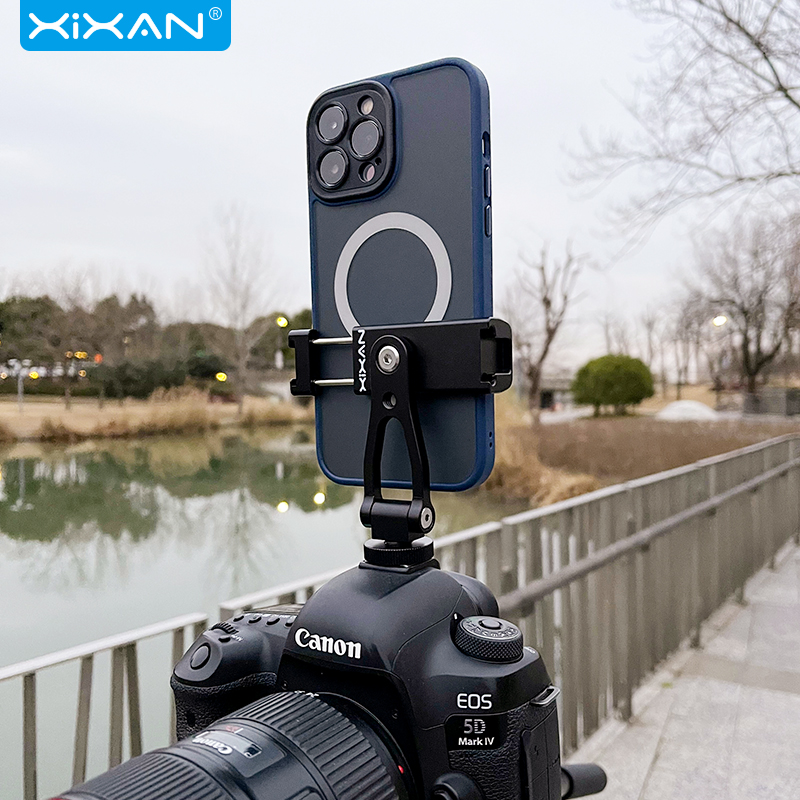 芯鲜PH60金属手机夹横竖拍旋转摄影摄像云台三脚架万向冷热靴夹子专业配件铝合金直播自拍三角架桌面视频支架 - 图1