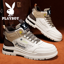 Flowers Playboy High Help Shoes Mens Winter 2023 New Teens Plus Suede Cotton Shoes Mountaineering Sports Mens Martin Boots