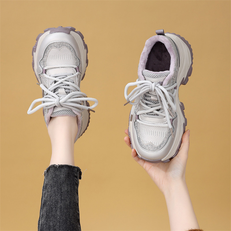 厚底老爹鞋女2025年秋冬季新款增高百搭休闲运动鞋加绒防滑休闲鞋,淘宝优惠券,粉丝福利购,淘宝优惠卷