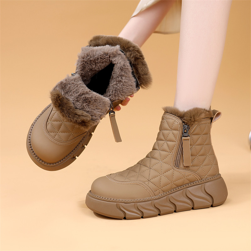 厚底防滑雪地靴女2025冬季加绒加厚大棉东北软底棉靴防水皮面棉靴,淘宝优惠券,粉丝福利购,淘宝优惠卷
