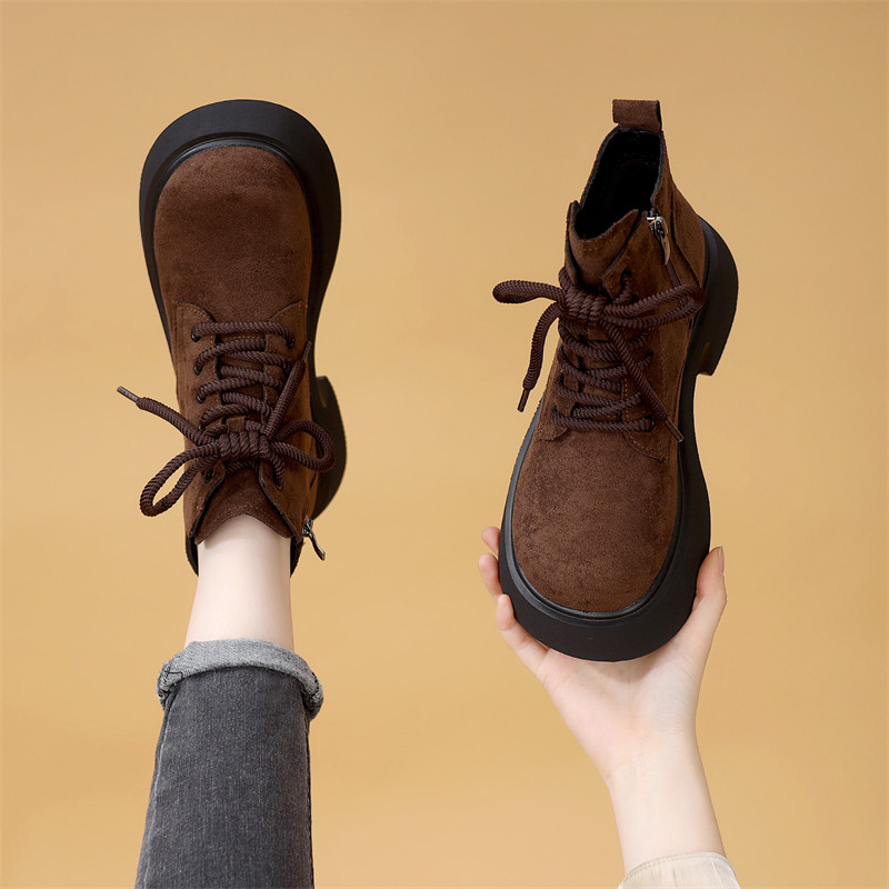 厚底马丁靴女2025秋冬季新款百搭软底圆头不累脚舒适洋气绒面短靴,淘宝优惠券,粉丝福利购,淘宝优惠卷