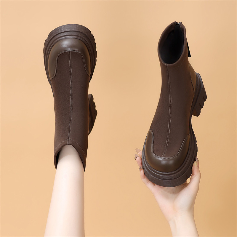 厚底小个子马丁靴女2025新款秋冬加绒英伦风增高短筒瘦瘦弹力袜靴,淘宝优惠券,粉丝福利购,淘宝优惠卷