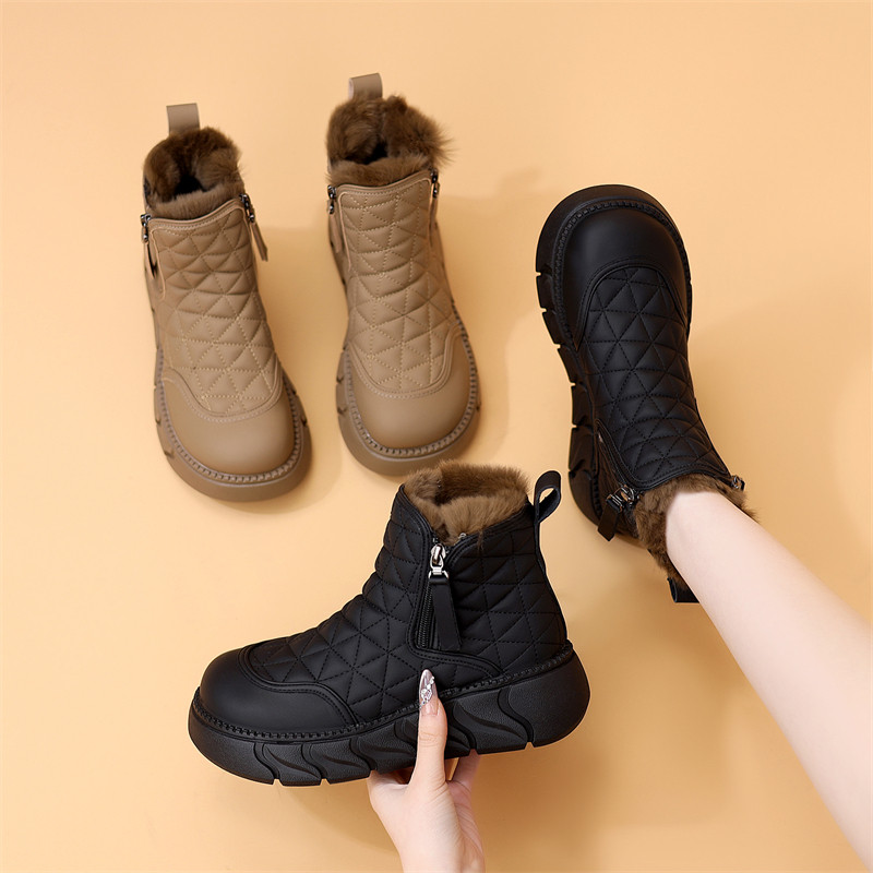 厚底防滑雪地靴女2025冬季加绒加厚大棉东北软底棉靴防水皮面棉靴,淘宝优惠券,粉丝福利购,淘宝优惠卷
