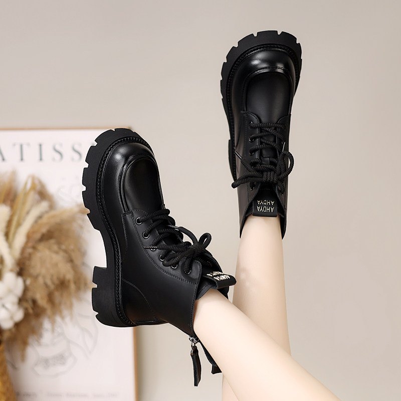 马丁靴女厚底2025年秋冬新款英伦风增高显瘦软底短靴防滑加绒棉靴,淘宝优惠券,粉丝福利购,淘宝优惠卷