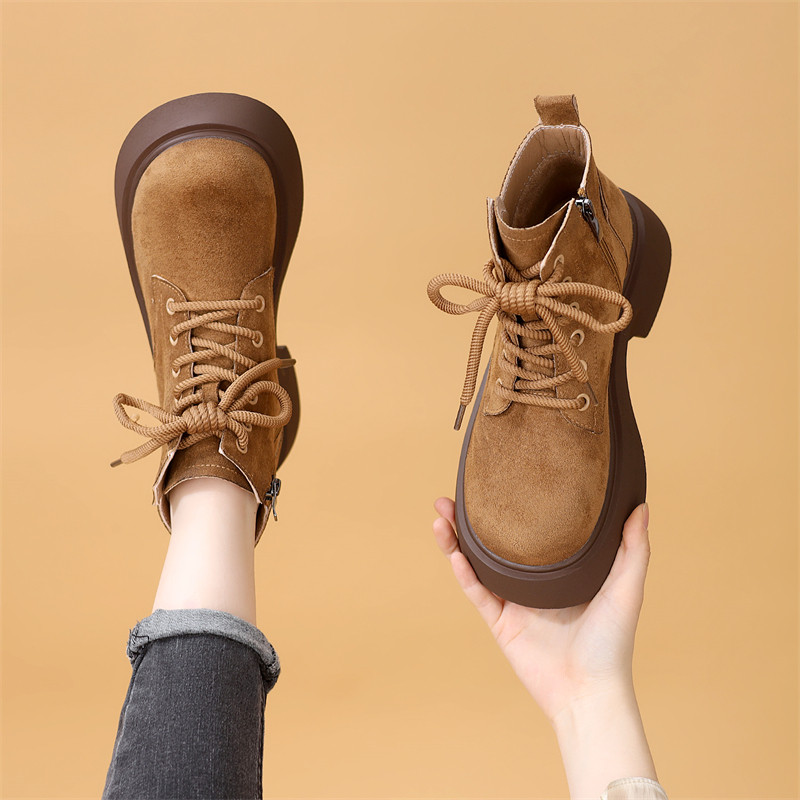 厚底马丁靴女2025秋冬季新款百搭软底圆头不累脚舒适洋气绒面短靴,淘宝优惠券,粉丝福利购,淘宝优惠卷