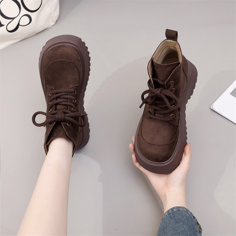 厚底加绒马丁靴女2025秋冬季新款英伦风系带女靴防滑软底圆头短靴,淘宝优惠券,粉丝福利购,淘宝优惠卷