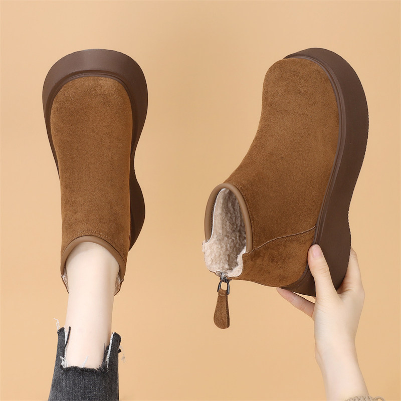 增高厚底雪地靴女2025冬季新款小个子棉靴防滑绒面后拉链加厚棉鞋,淘宝优惠券,粉丝福利购,淘宝优惠卷