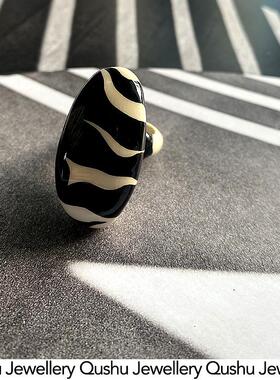 Qushu Jewellery 手工非洲部落风艺术戒指手绘动物纹小众感戒圈