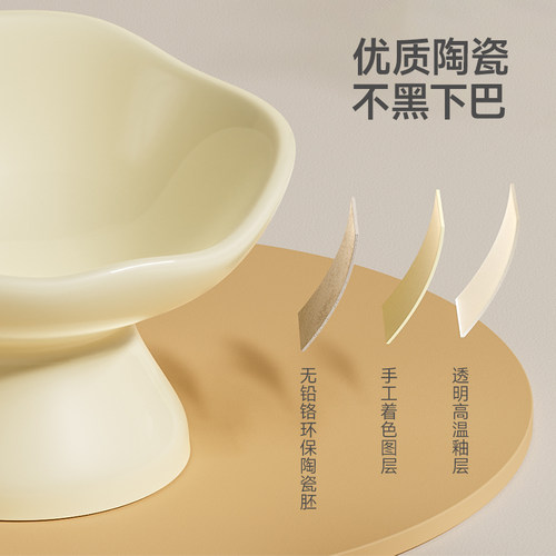 猫碗陶瓷猫食盆宠物狗盆猫粮碗高脚狗碗防打翻喝水碗宠物饭盆幼猫 - 图1