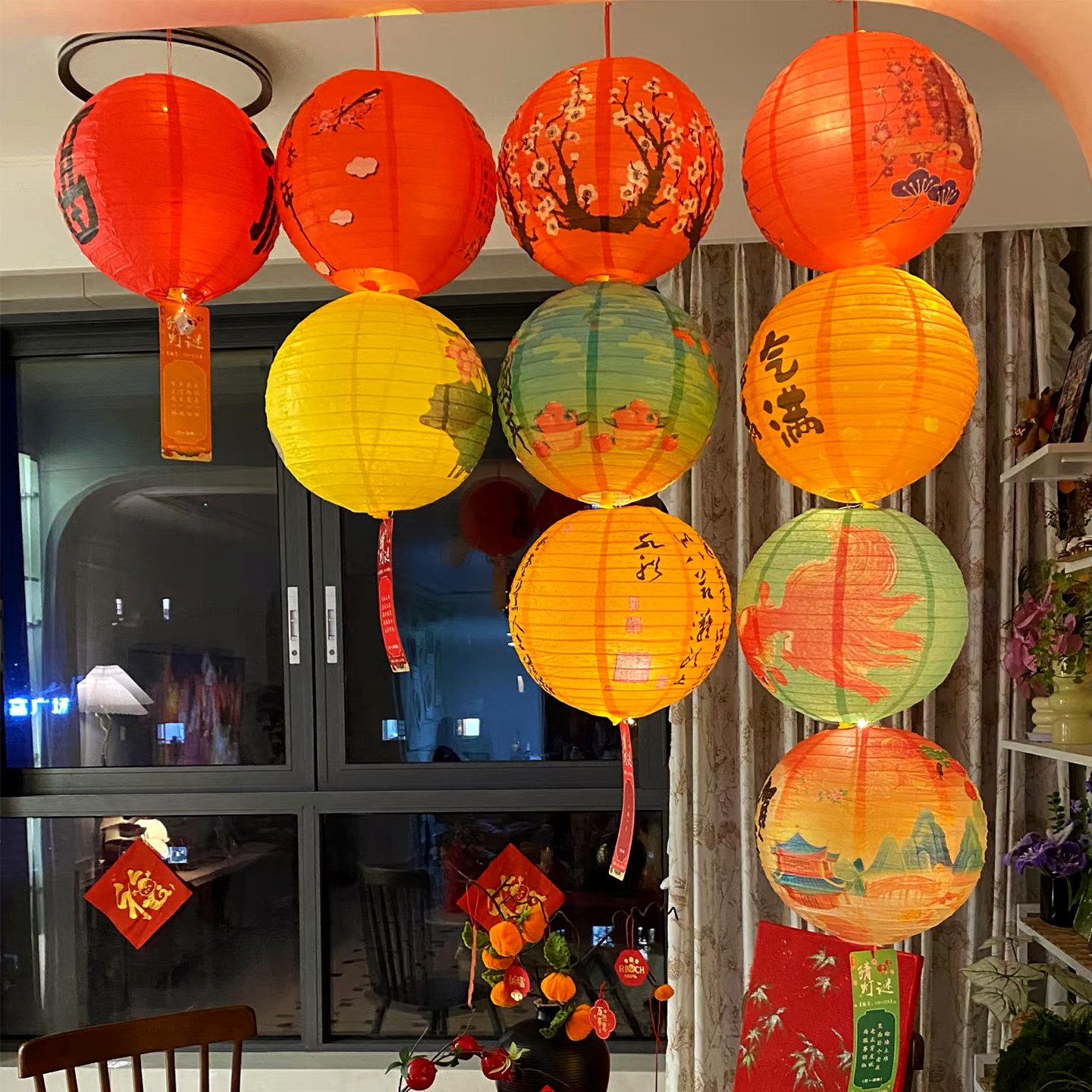 户外防水丝布灯笼圆形福字古风装饰花灯过年元宵场地布置氛围灯笼,淘宝优惠券,粉丝福利购,淘宝优惠卷