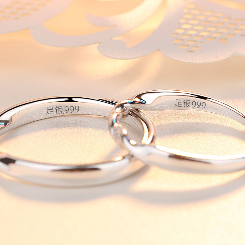 纯银一对999足银戒指女情侣戒指 优态戒指/指环