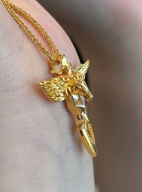 2026马年权杖飞马金色毛衣链女