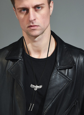 雄鹰展翅吊坠衬衫领结领绳项链男