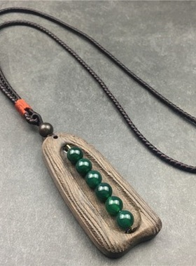 民族风棉麻黑檀木挂坠挂件毛衣链