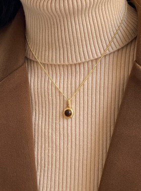 虎眼石圆环项链女锁骨链颈链配饰