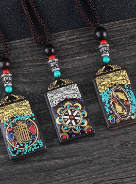 尼泊尔棉麻绳子黑檀木挂件毛衣链