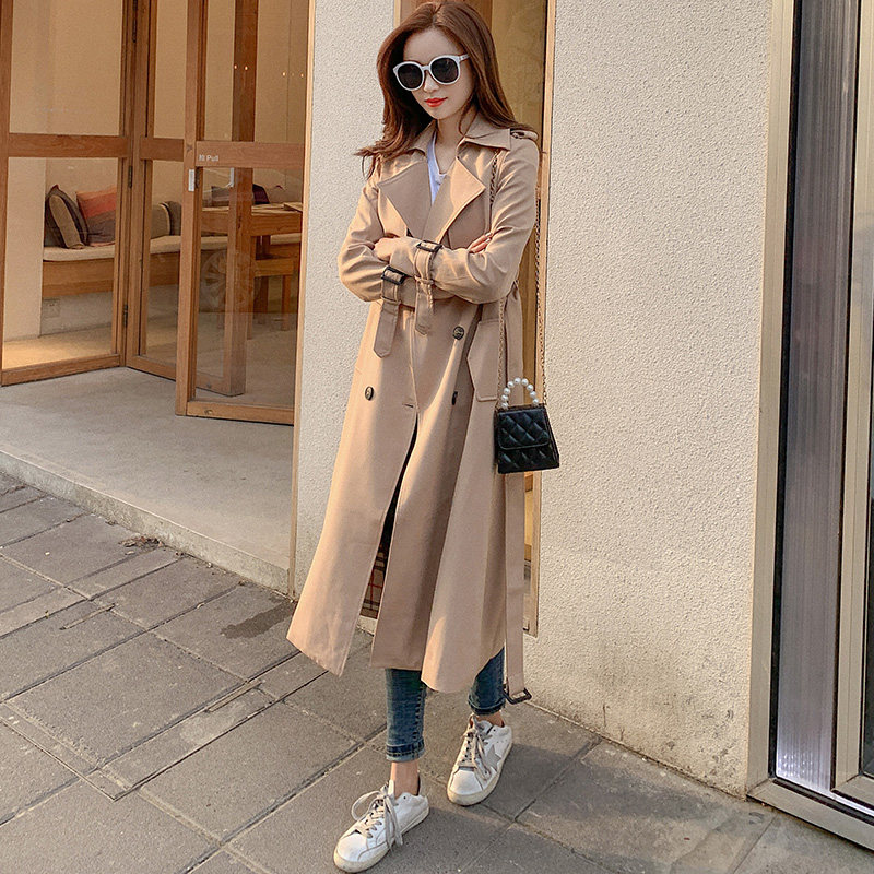 卡其色中长款流行2020春秋新款风衣 姿莲娜风衣